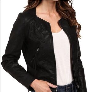 Black Leather Cropped Jacket